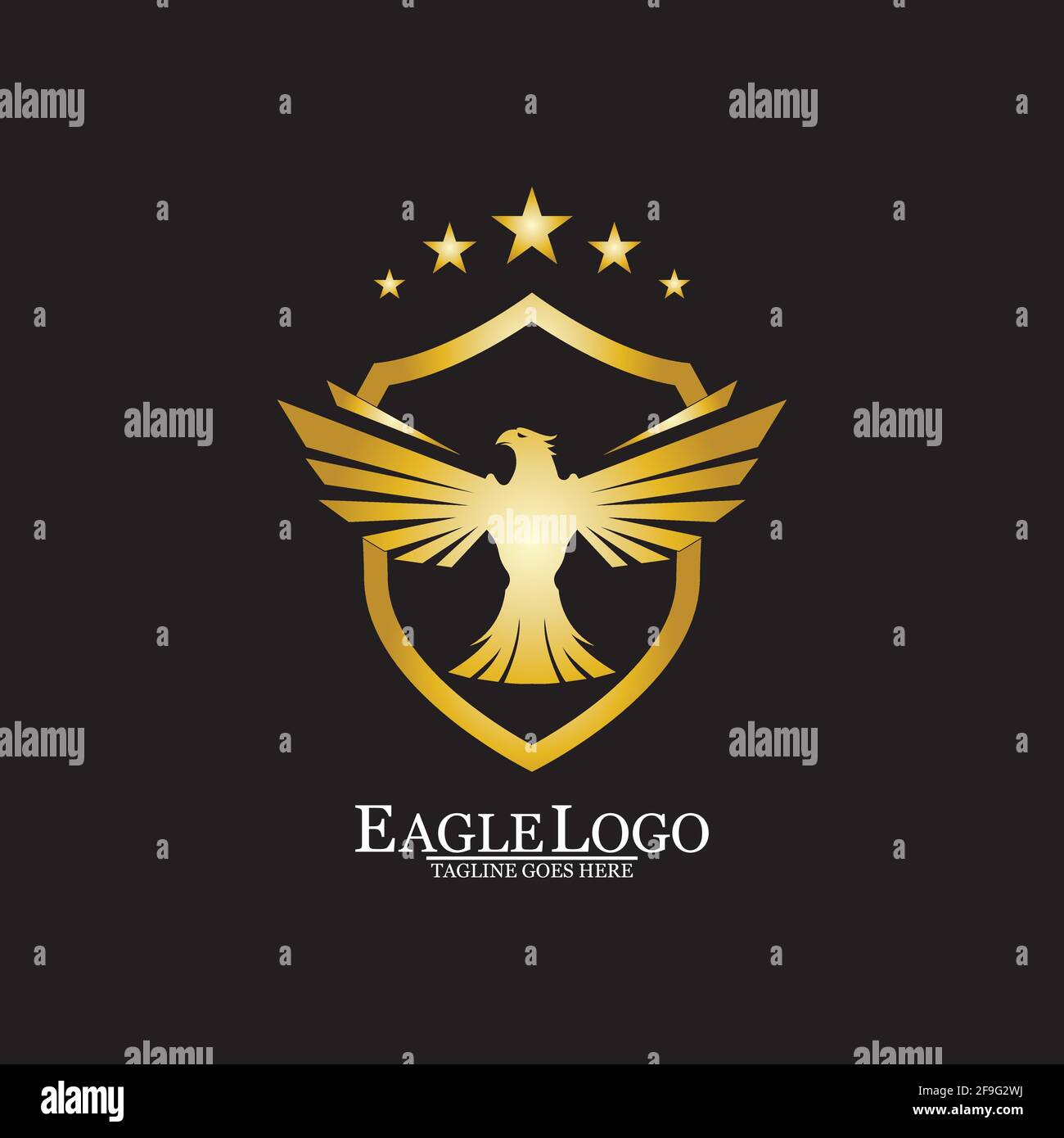 Golden Eagle avec logo Shield Illustration de Vecteur