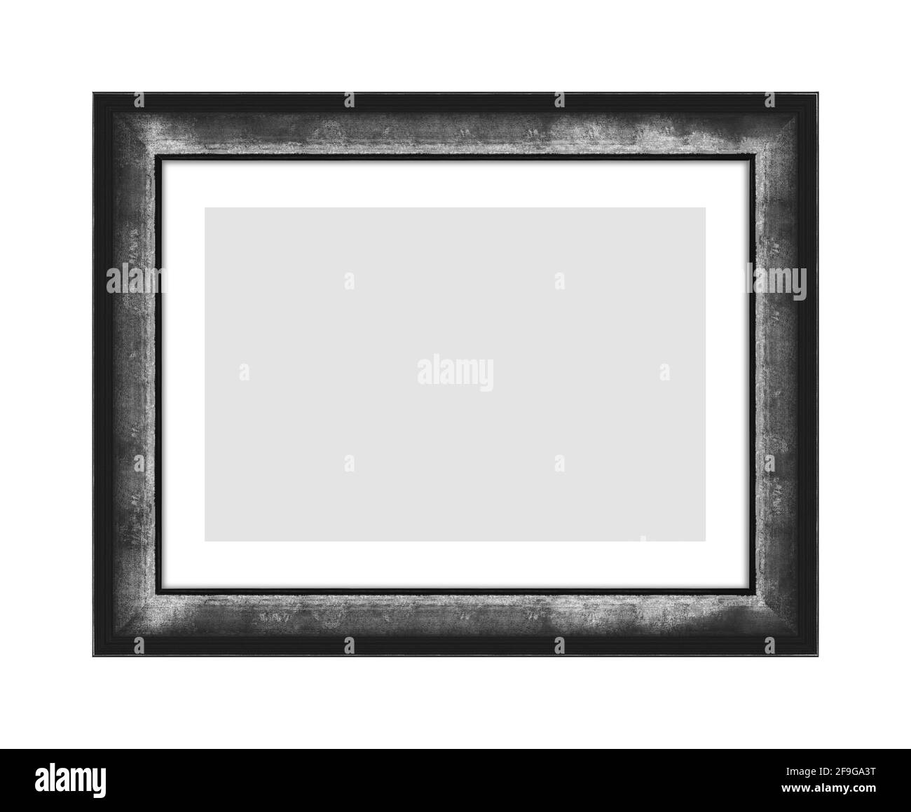cadre en bois noir ancien pour photo ou photo, cadre pour miroir isolé sur fond blanc. Avec masque Banque D'Images