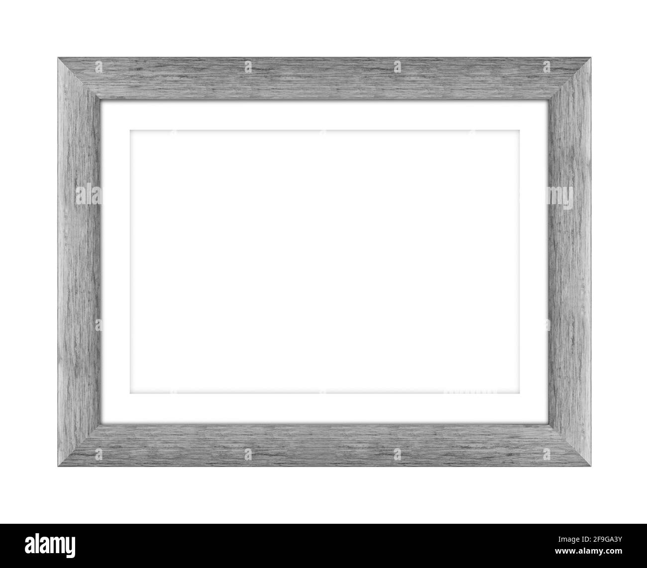 cadre en bois gris ancien pour photo ou photo, cadre pour miroir isolé sur fond blanc. Avec masque Banque D'Images
