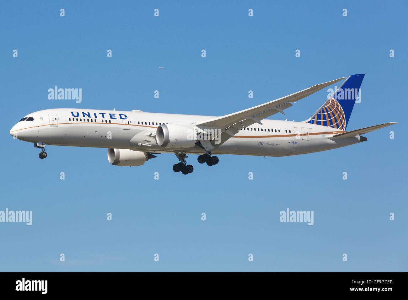 Los Angeles, États-Unis - 22. Février 2016 : Boeing 787-9 de United Airlines à l'aéroport de Los Angeles (LAX) aux États-Unis. Boeing est un fabricant d'avions basé moi Banque D'Images