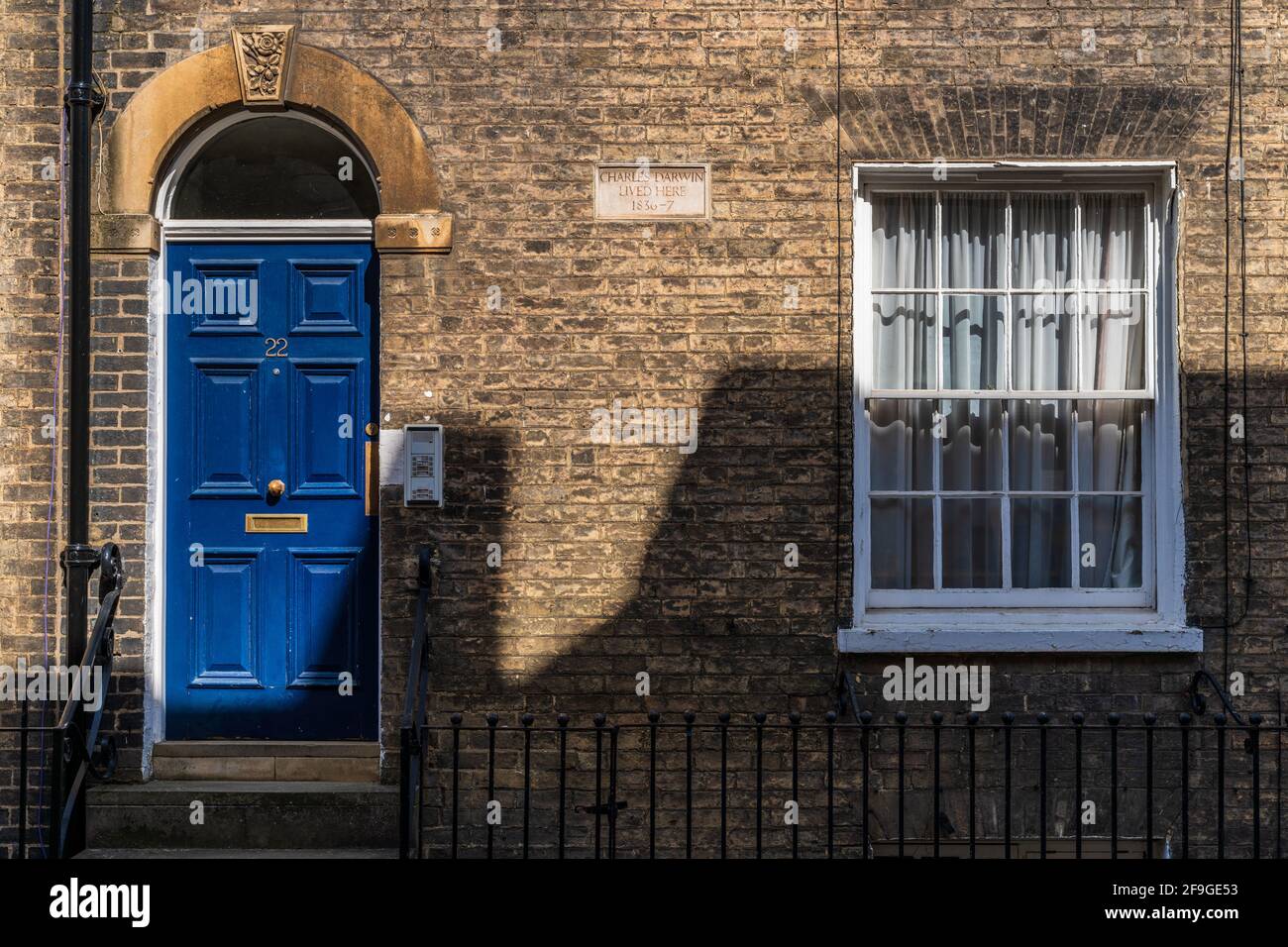 Charles Darwin House Cambridge - Darwin vécut St 22 Fitzwilliam St, Cambridge en 1836-1837 après son retour de son voyage sur le Beagle. Banque D'Images