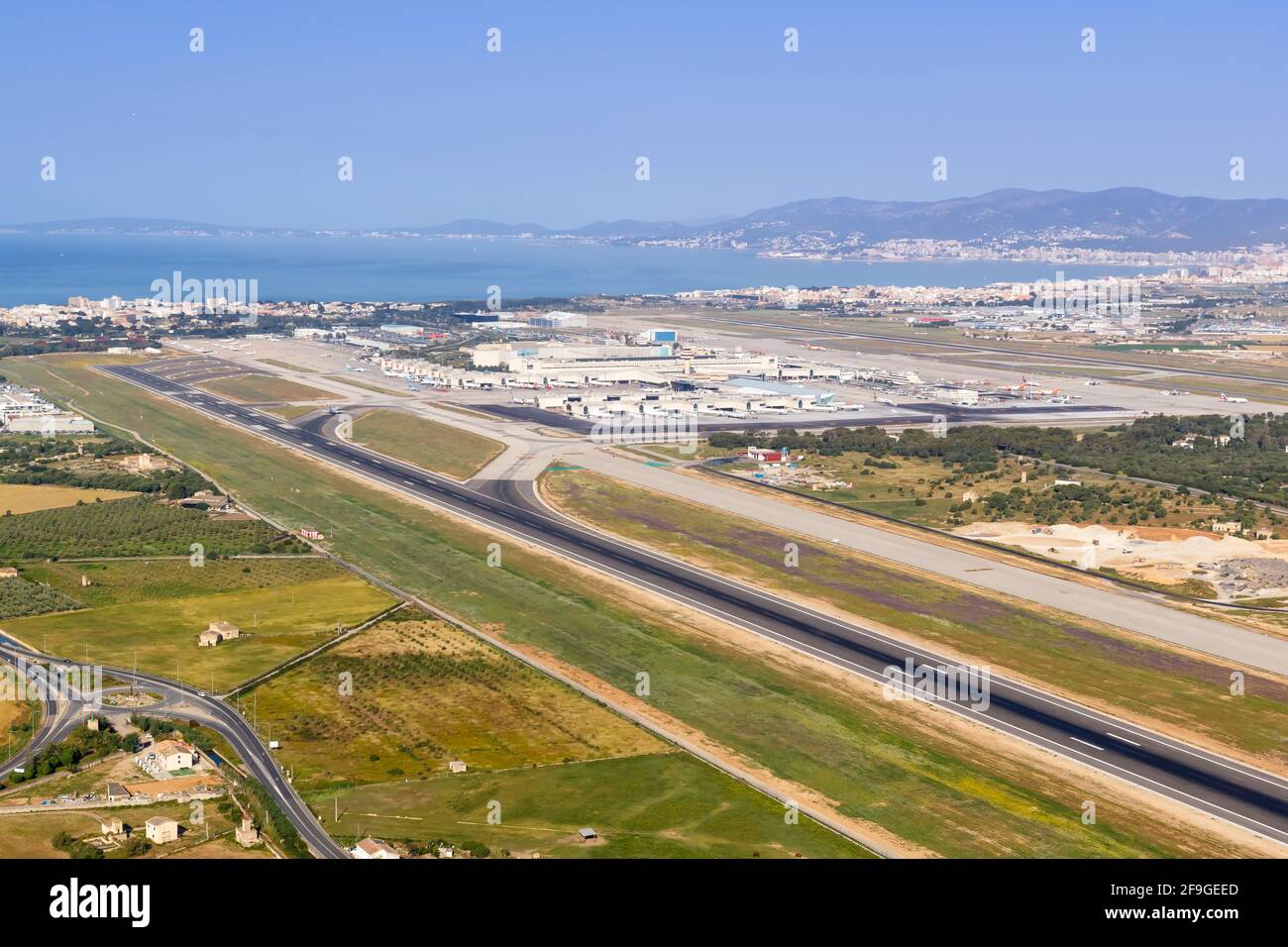 Palma de Majorque, Espagne - 11 mai 2018 : vue aérienne de l'aéroport de Palma de Majorque (PMI) en Espagne. Banque D'Images