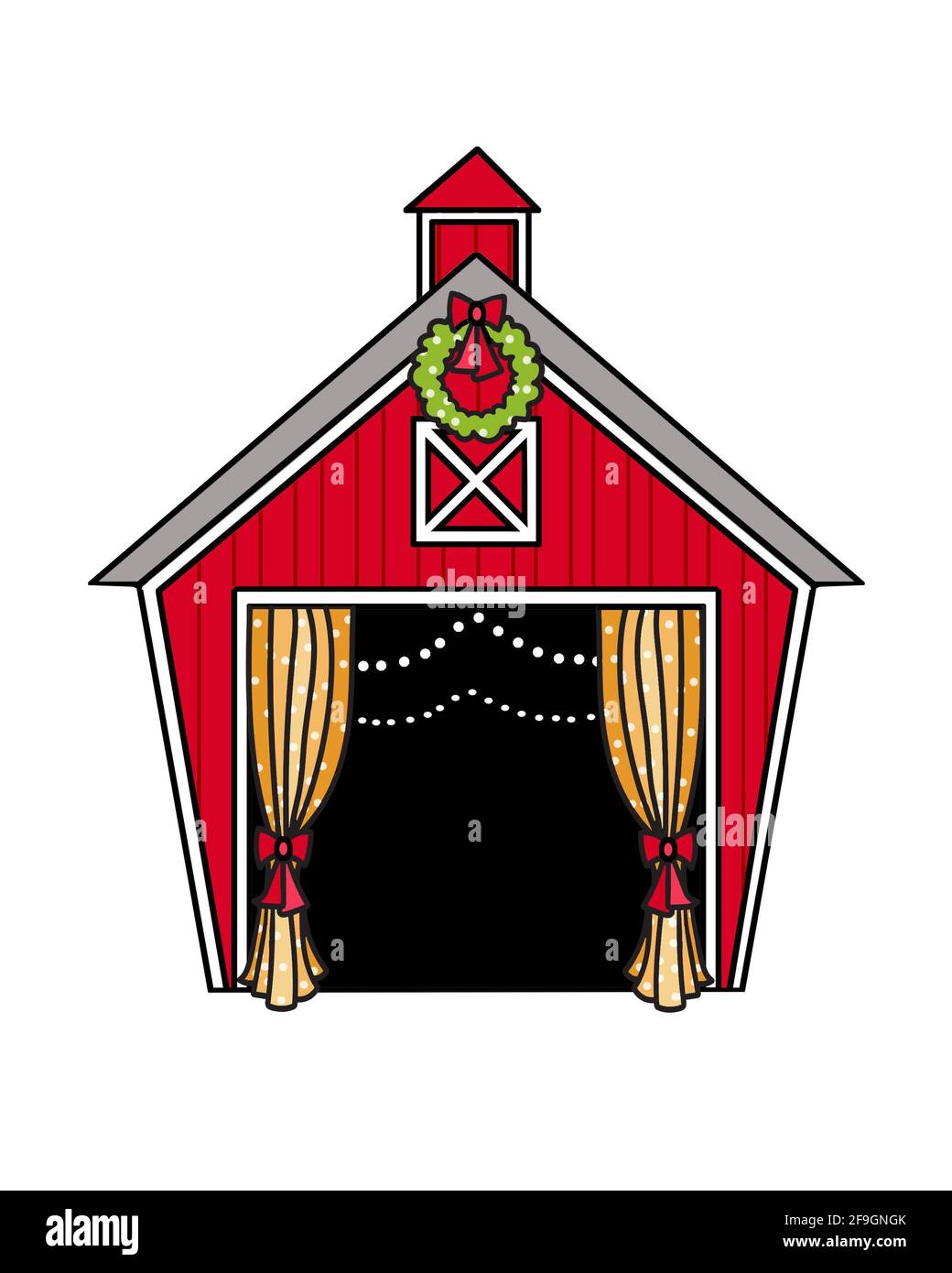 illustration d'une grange décorée pour un événement ou un mariage. Banque D'Images