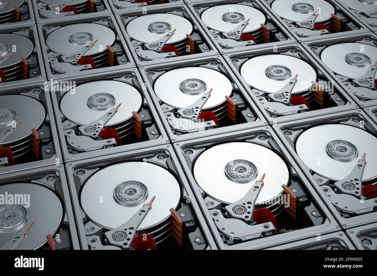 Arrière-plan des disques durs HDD, rendu 3D Banque D'Images