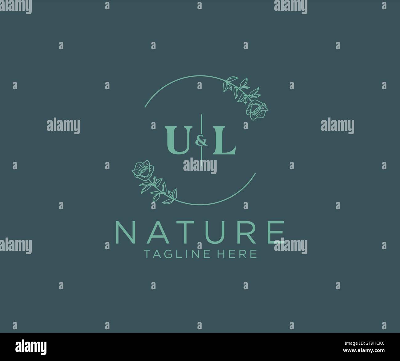 Lettres UL modèle de logo féminin botanique floral, modifiable logo monoline préfabriqué adapté, marque de mariage féminine de luxe, entreprise. Illustration de Vecteur