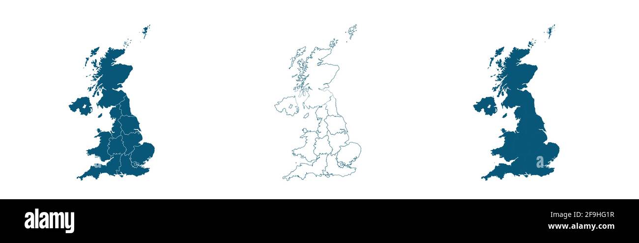Carte politique des pays du Royaume-Uni et de l'Irlande. Angleterre, Écosse, pays de Galles, Irlande du Nord, Guernesey, Île de Man et leurs capitales dans différents Illustration de Vecteur