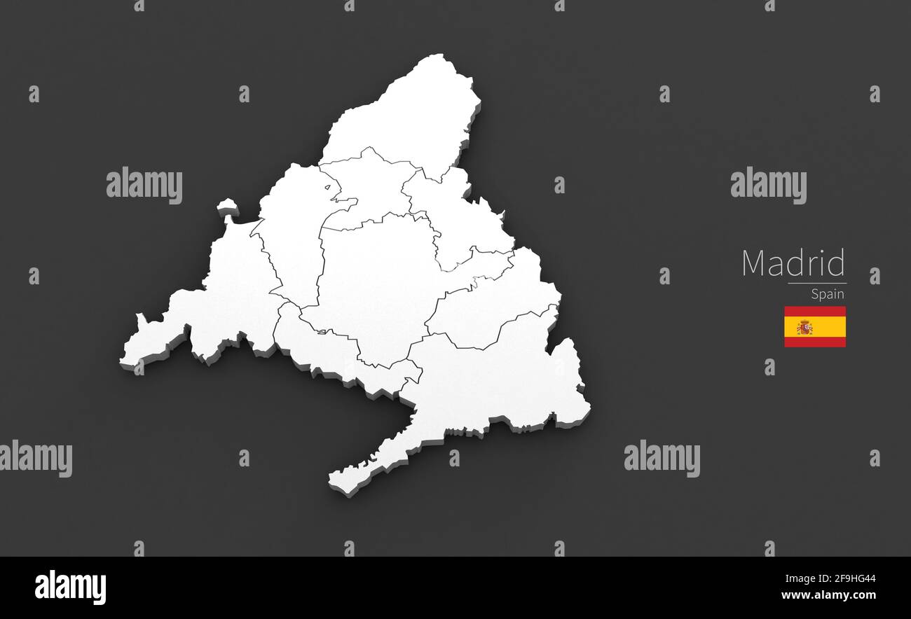 Plan de la ville de Madrid. Série 3D de cartes de villes en espagne. Banque D'Images