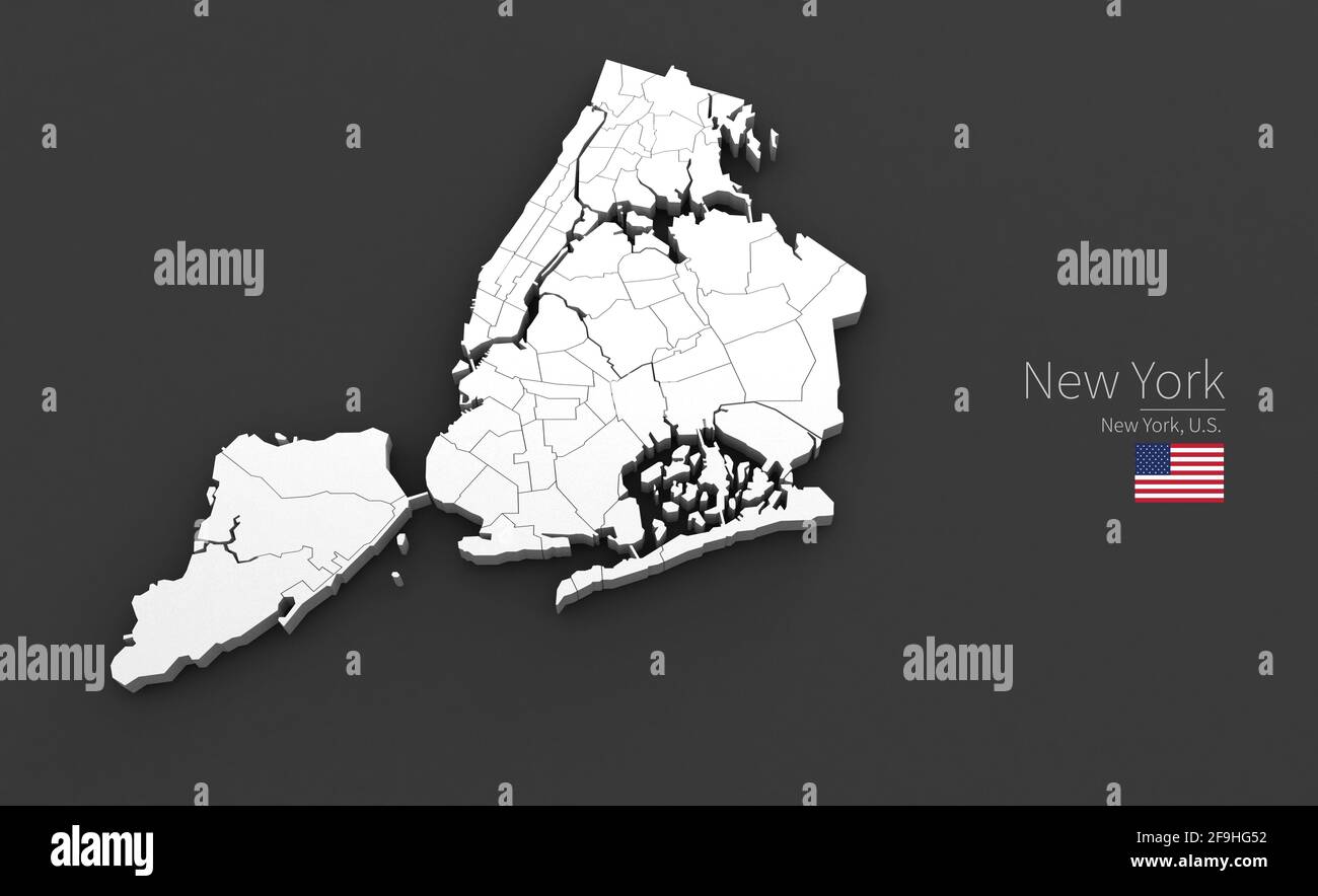 Carte de la ville de New York. Série 3D de cartes de villes aux États ...