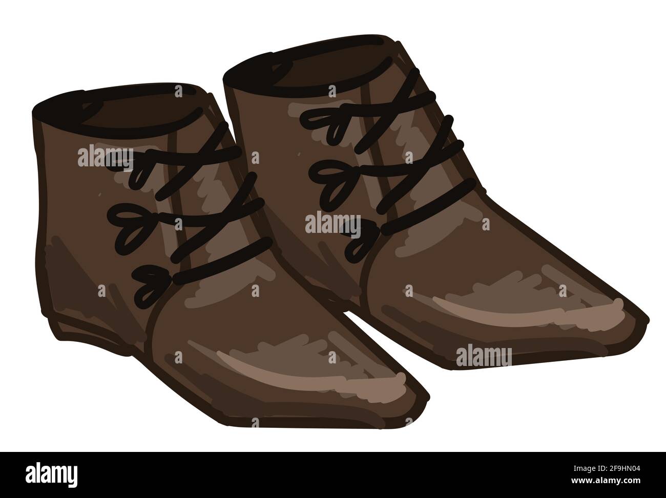 Vieilles bottes anciennes avec cuir et lacets vecteur Illustration de Vecteur