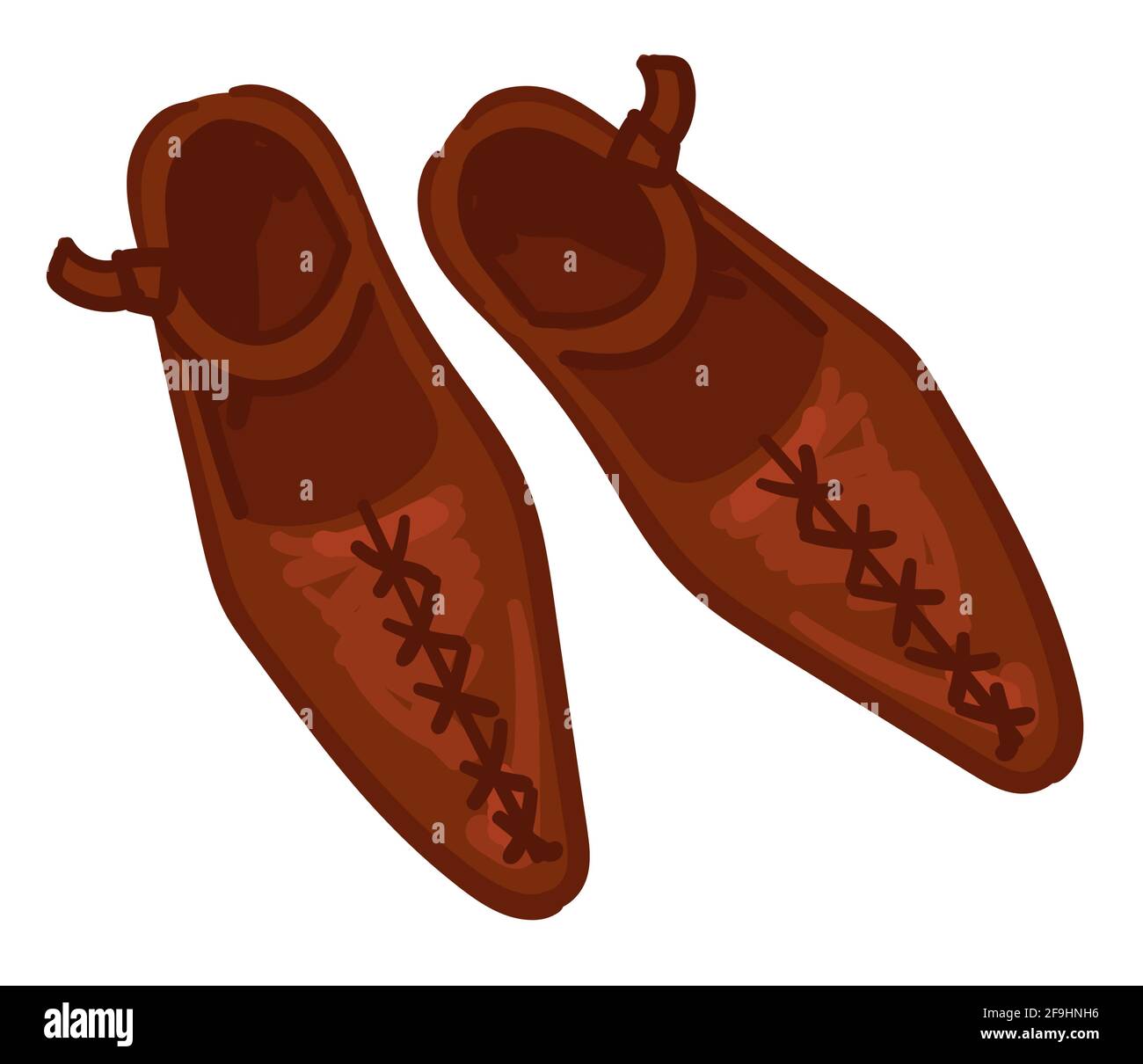 Anciennes bottes avec lanières, cuir vieilles chaussures décor Illustration de Vecteur