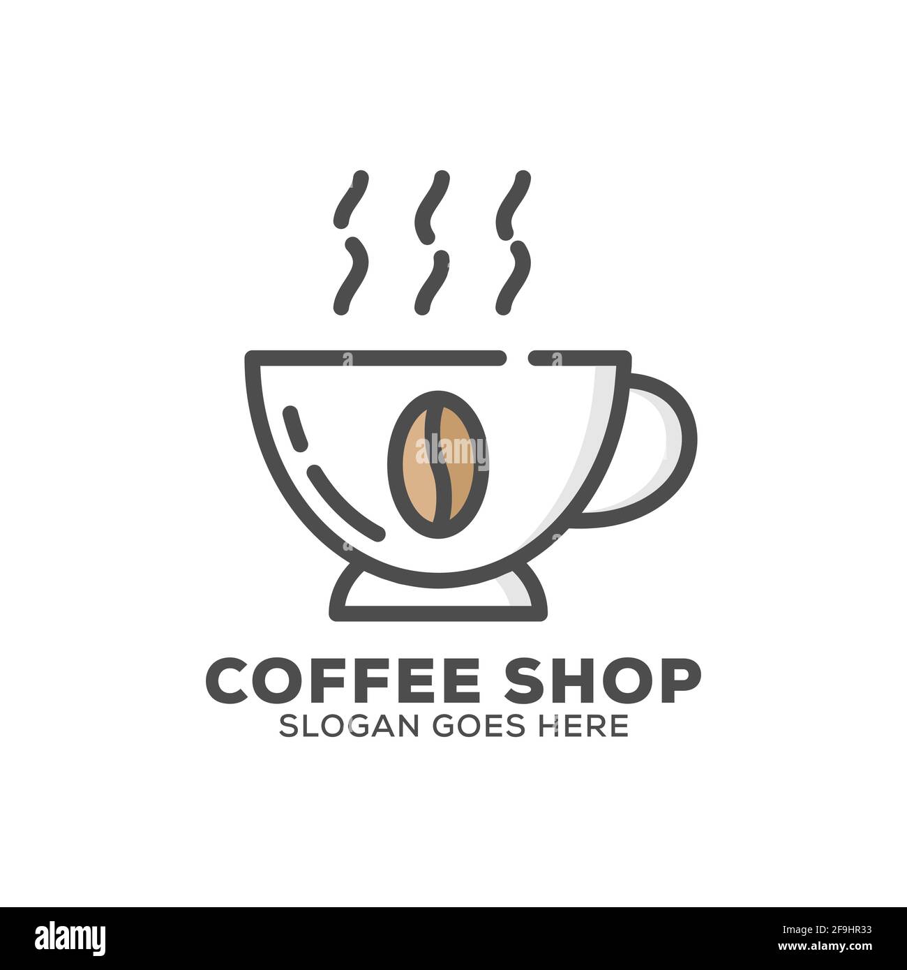 logo de tasse à café frais, modèle de logo de coffee shop, illustration vectorielle plate Illustration de Vecteur