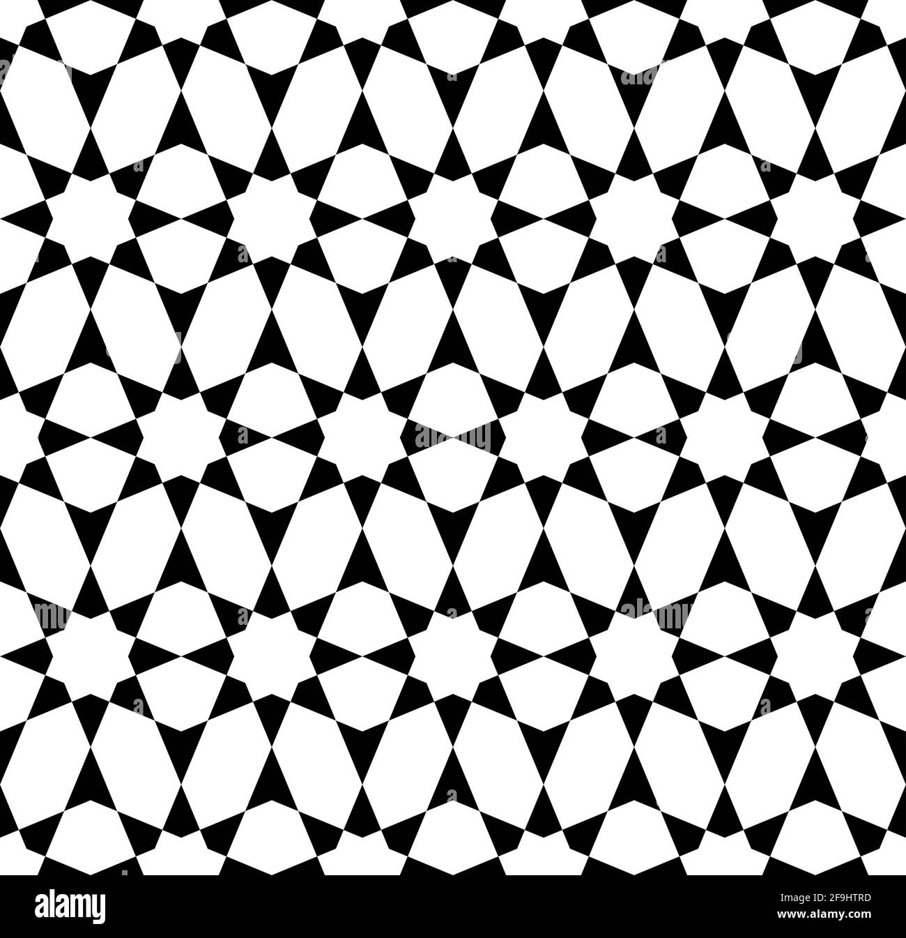 Décoration géométrique sans couture basée sur l'art islamique traditionnel noir et blanc. Excellent design pour le tissu, le textile, la couverture, le papier d'emballage, l'arrière-plan. Illustration de Vecteur