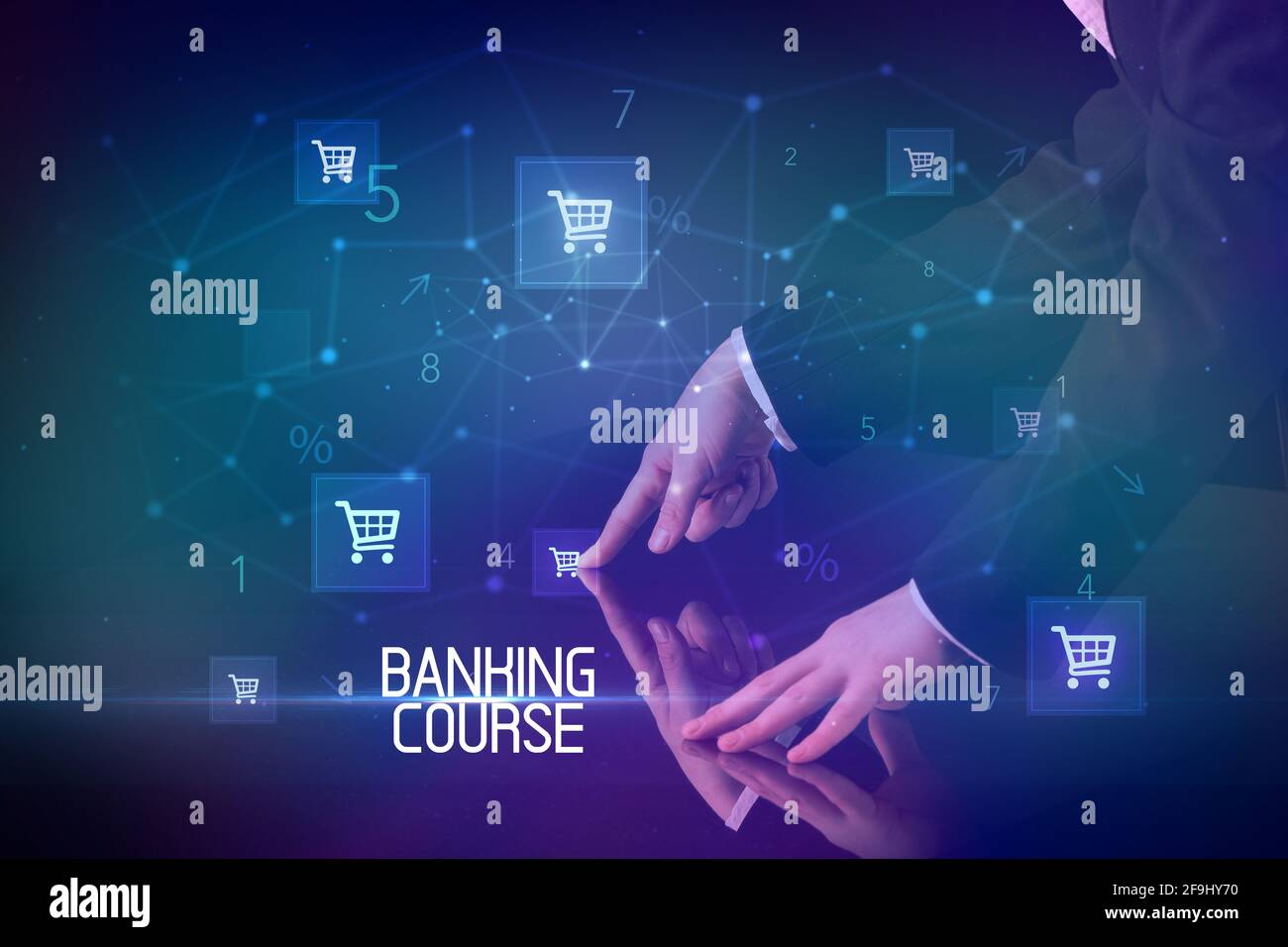 Concept d'achat en ligne avec icônes de panier Banque D'Images