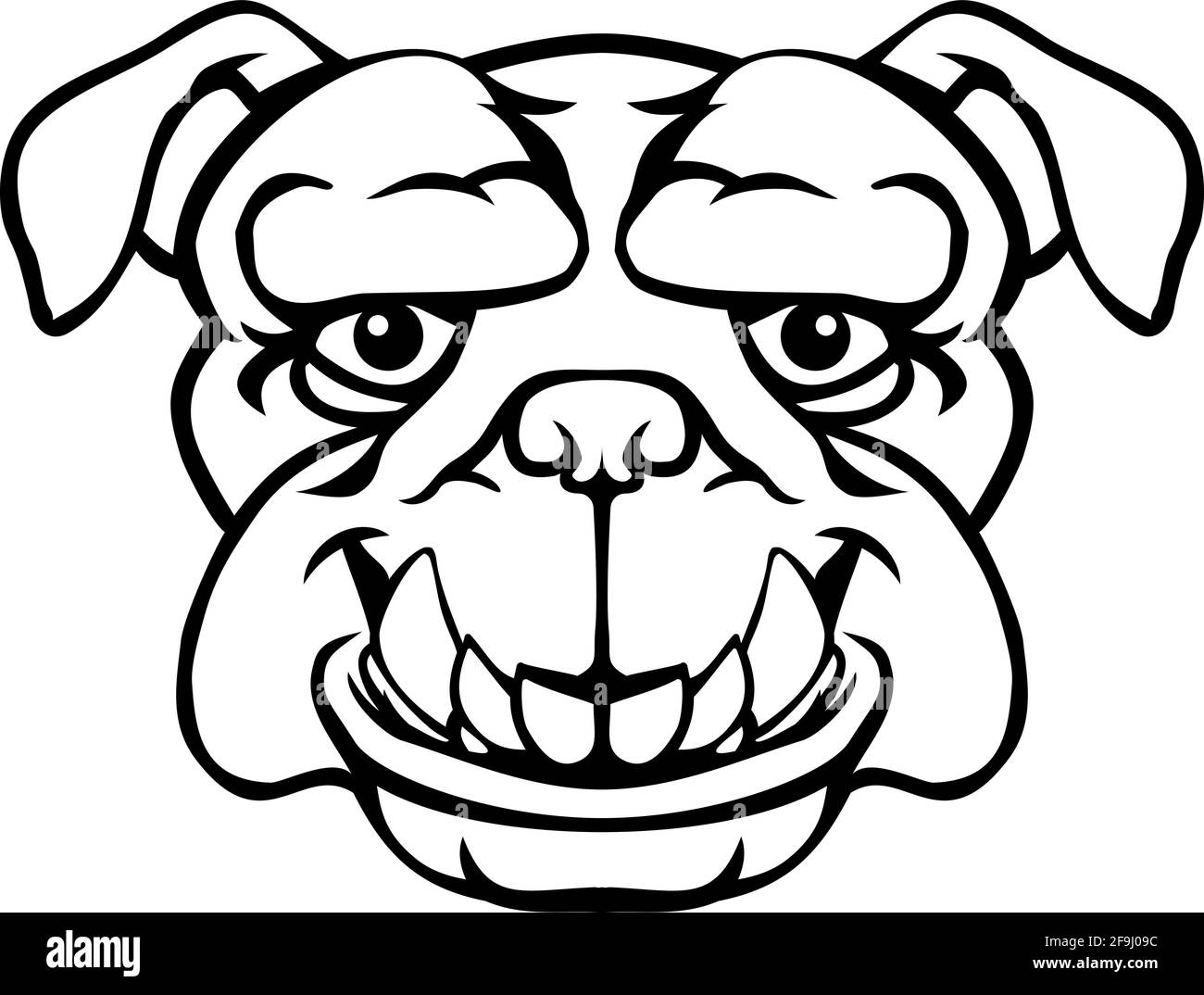 Mascotte Bulldog heureux mignon personnage Illustration de Vecteur