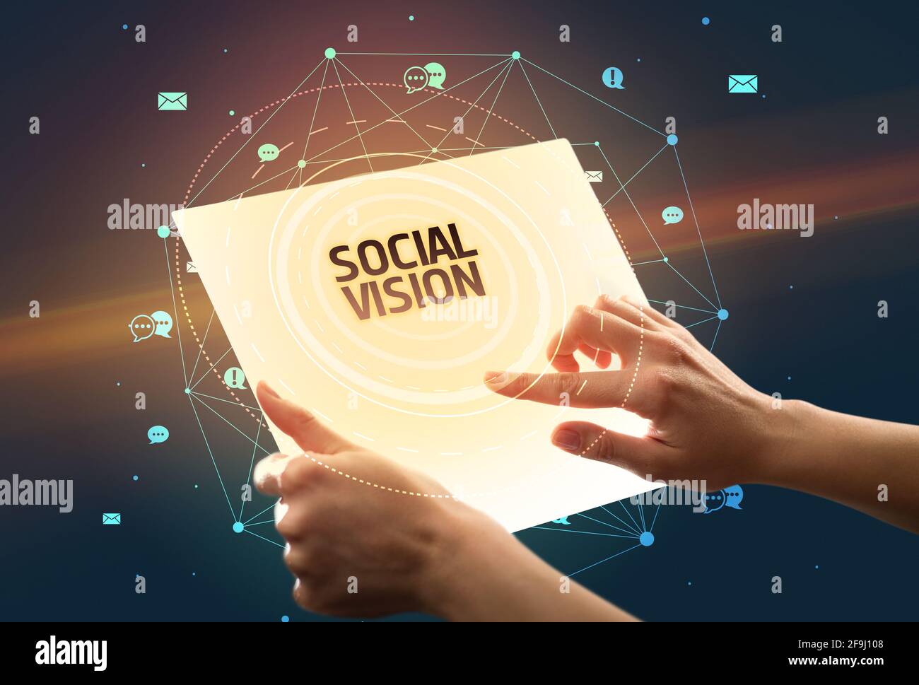 tablette futuriste, concept de médias sociaux Banque D'Images