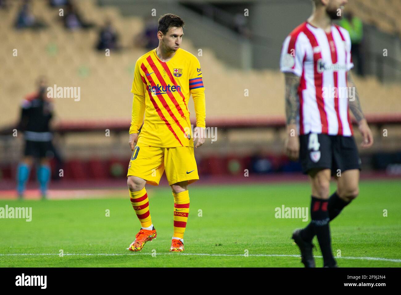 Lionel Messi de Barcelone pendant la coupe d'Espagne, Copa Del Rey, finale de football entre le Club Athlétique et le FC Barcelone le 17 avril 2021 à l'Estadio de la Cartuja à Séville, Espagne - photo Joaquin Corchero / Espagne DPPI / DPPI / LiveMedia Banque D'Images