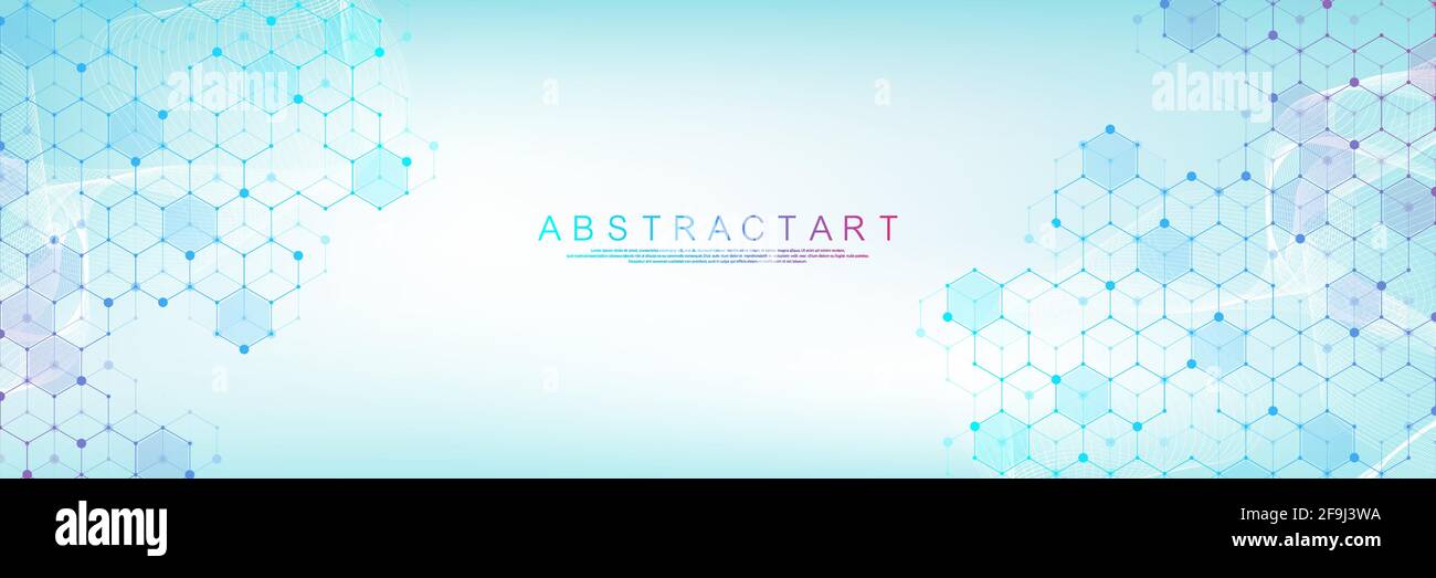 Soins de santé et modèle médical innovation concept science contexte conception. Résumé géométrique hexagons forme la médecine et la science de fond Illustration de Vecteur