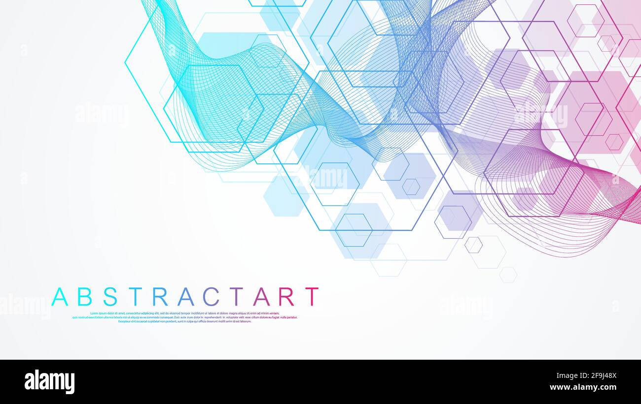 Soins de santé et modèle médical innovation concept science contexte conception. Résumé géométrique hexagons forme la médecine et la science de fond Illustration de Vecteur