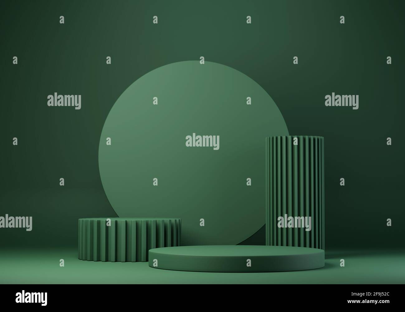 Forme géométrique abstraite couleur verte scène minimaliste avec podium Banque D'Images