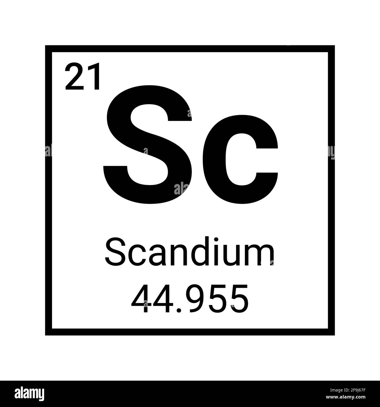Icône de symbole d'élément métallique de scandium. Élément scandium de la table périodique Illustration de Vecteur