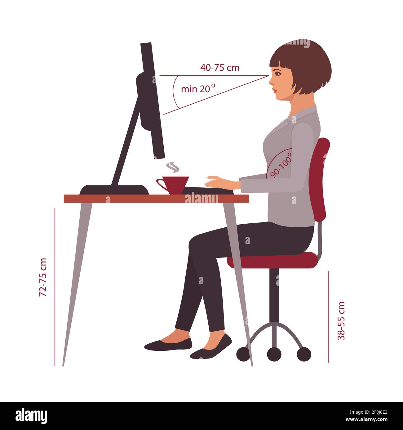position assise correcte, position bureau, illustration vectorielle Image  Vectorielle Stock - Alamy