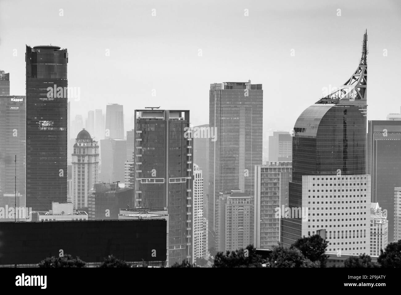 Une vue élevée du Skyline de Jakarta, Jakarta, Indonésie. Banque D'Images