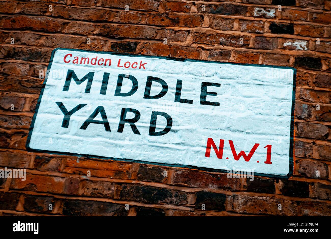 Panneau Middle Yard Street, Camden Lock, Londres, Angleterre Banque D'Images