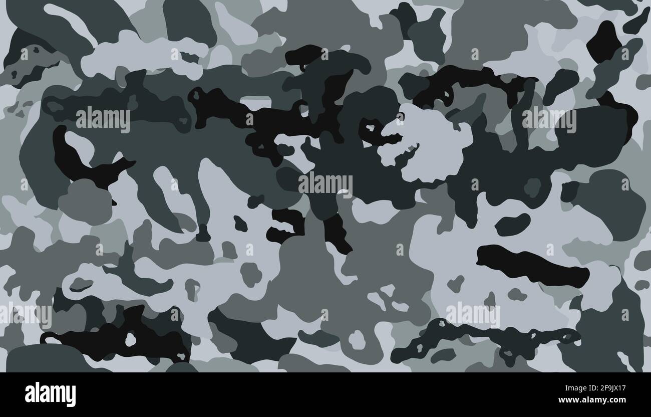 Texture camouflage militaire. Motif camouflage gris noir sans couture. Motif vectoriel camouflage. Illustration de Vecteur