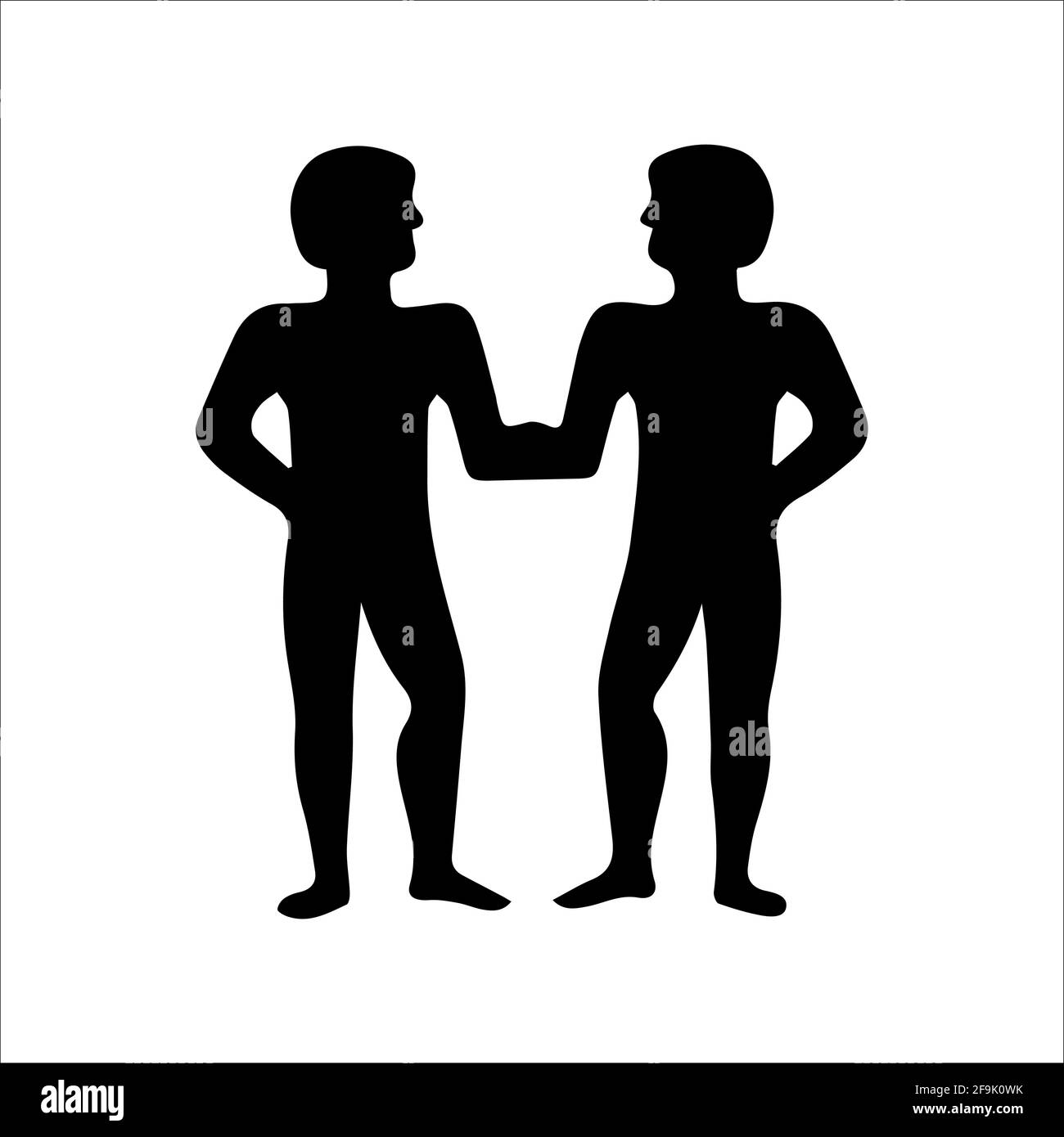 Deux frères silhouette noire illustration vectorielle Gemini isolée Illustration de Vecteur