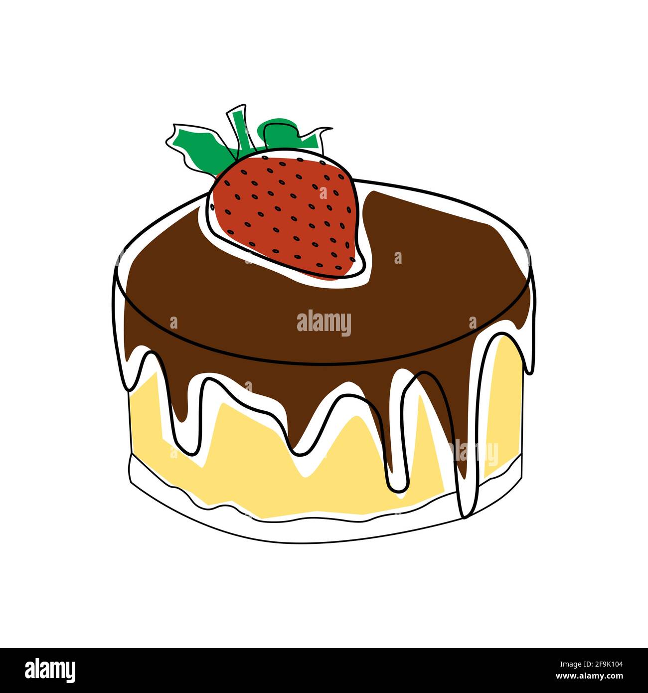 Illustration Vectorielle Avec Gateau Au Chocolat Et Fraise Sur Le Dessus Couleurs De Contour Image Vectorielle Stock Alamy