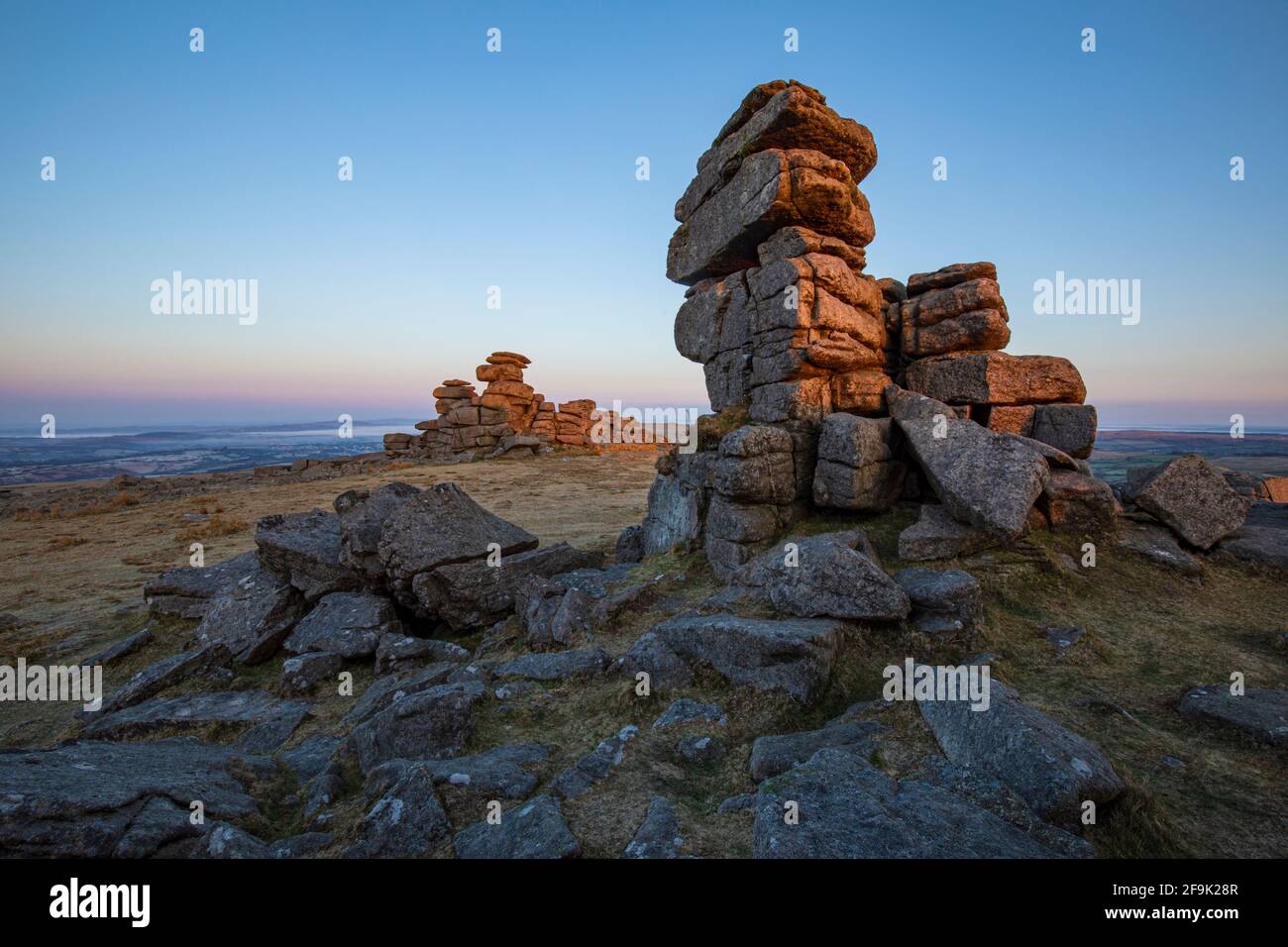 Sunrise Great Staple Tor sur Dartmoor Banque D'Images