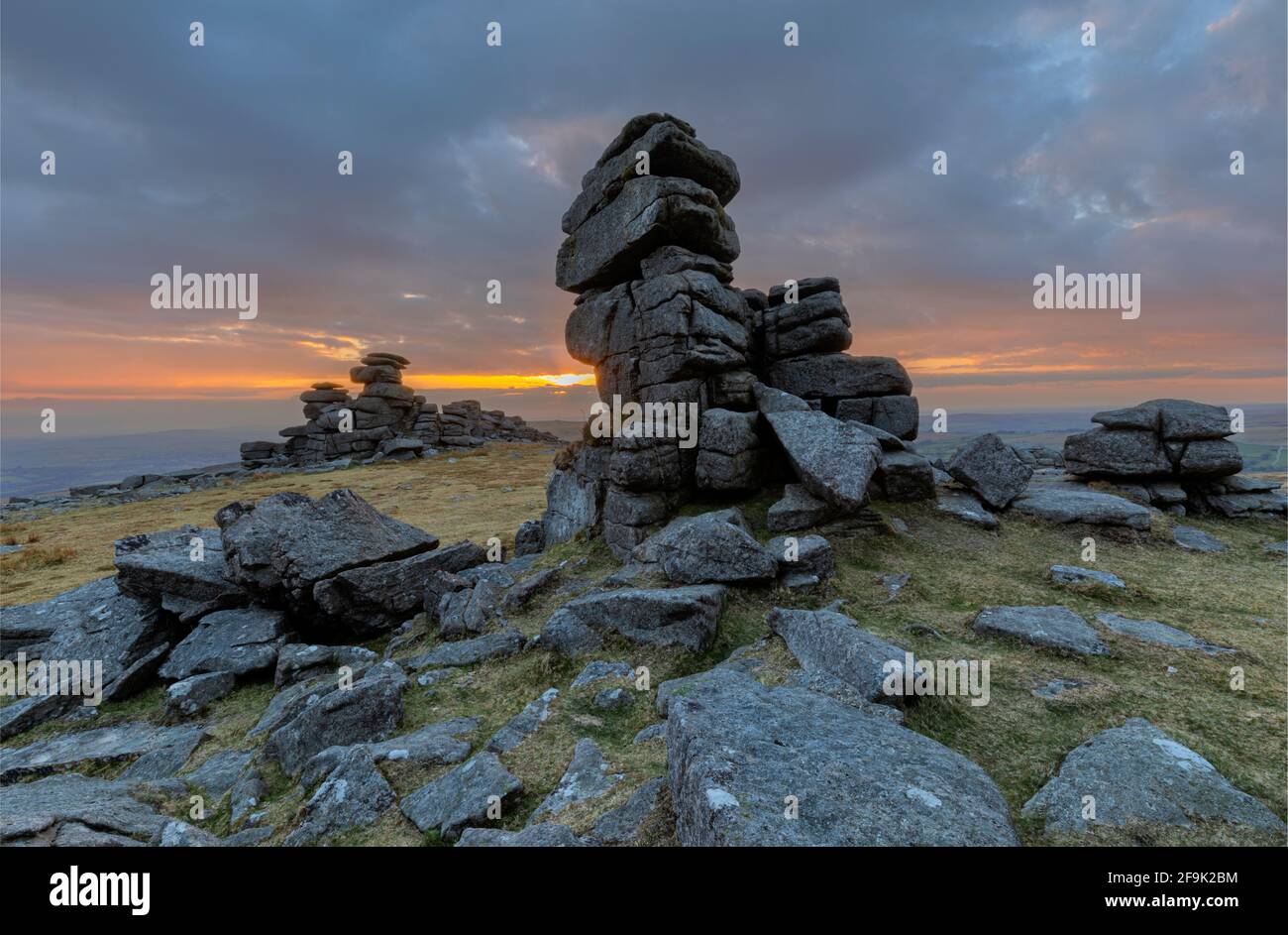 Coucher de soleil Great Staple Tor Banque D'Images