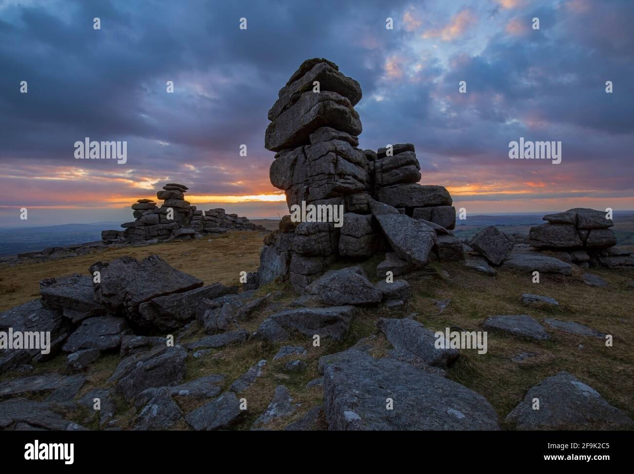 Coucher de soleil Great Staple Tor Banque D'Images