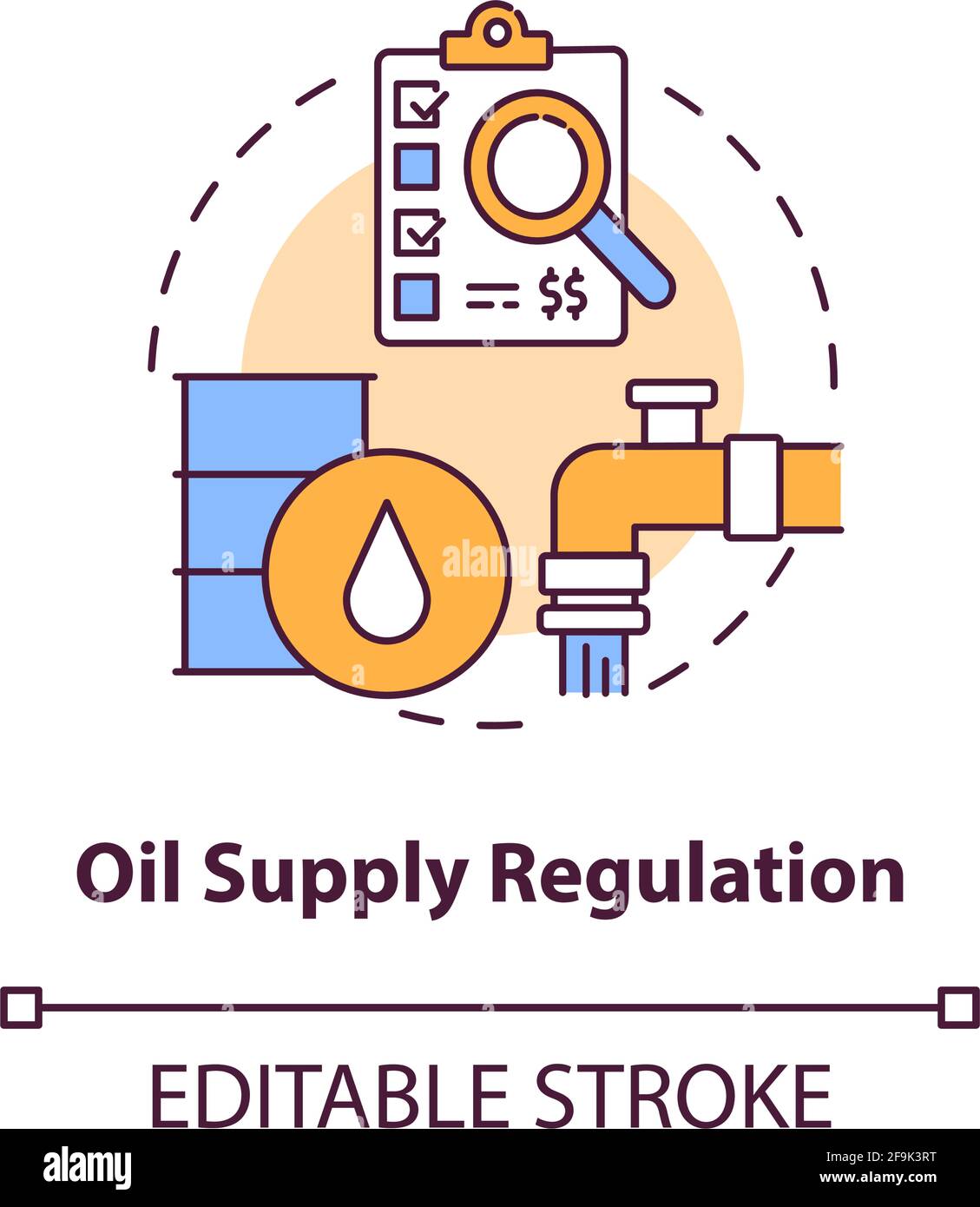 Icône de concept de régulation de l'alimentation en huile Illustration de Vecteur