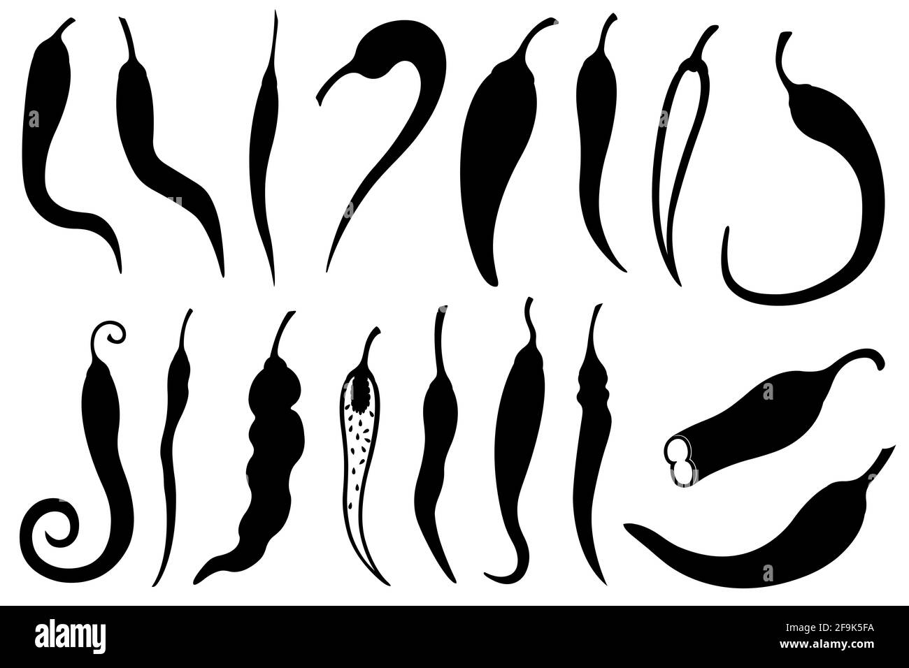 Collection de différents piments isolés sur blanc Banque D'Images