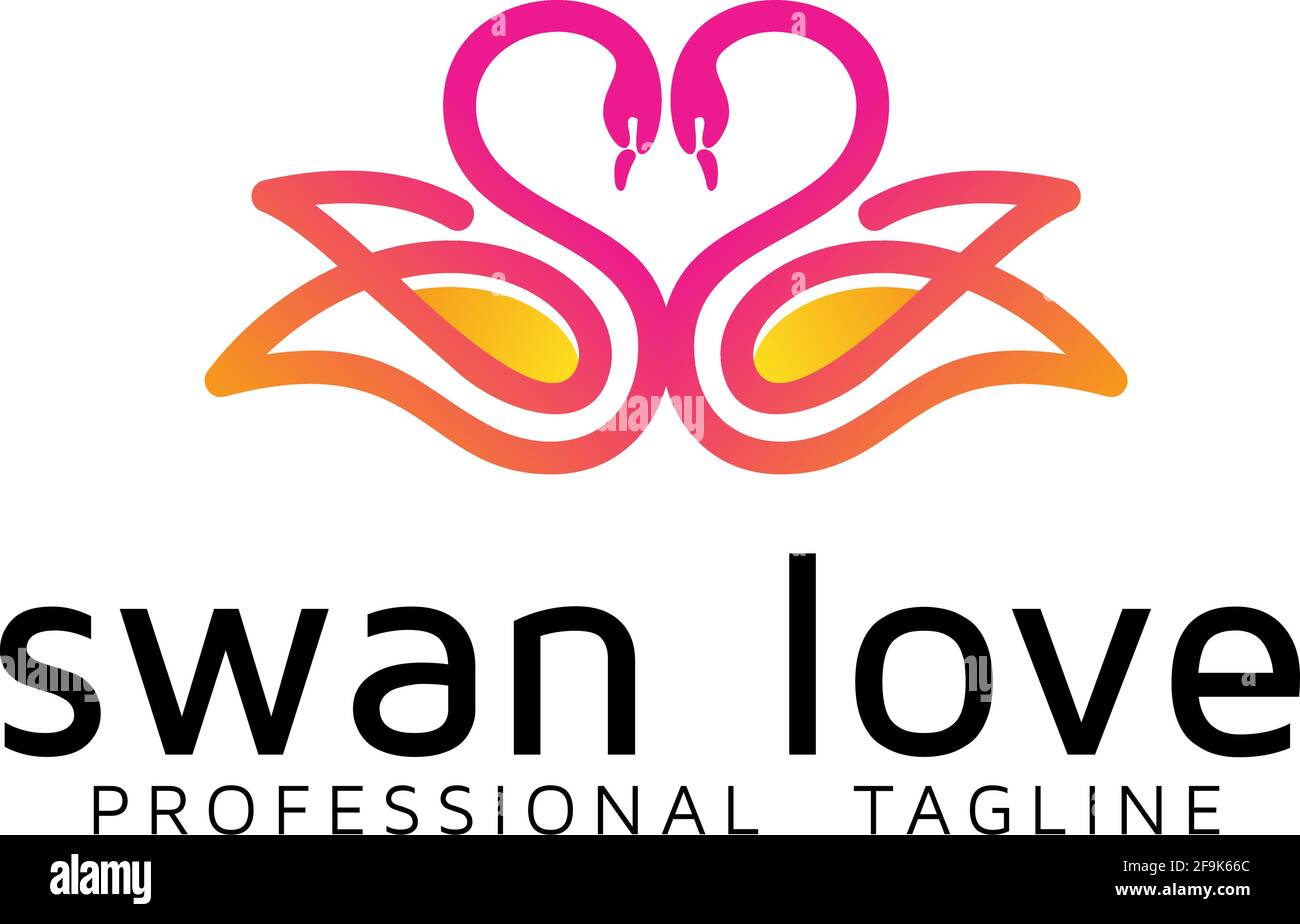 Logo Deisgn Vector Swan Love Illustration de Vecteur