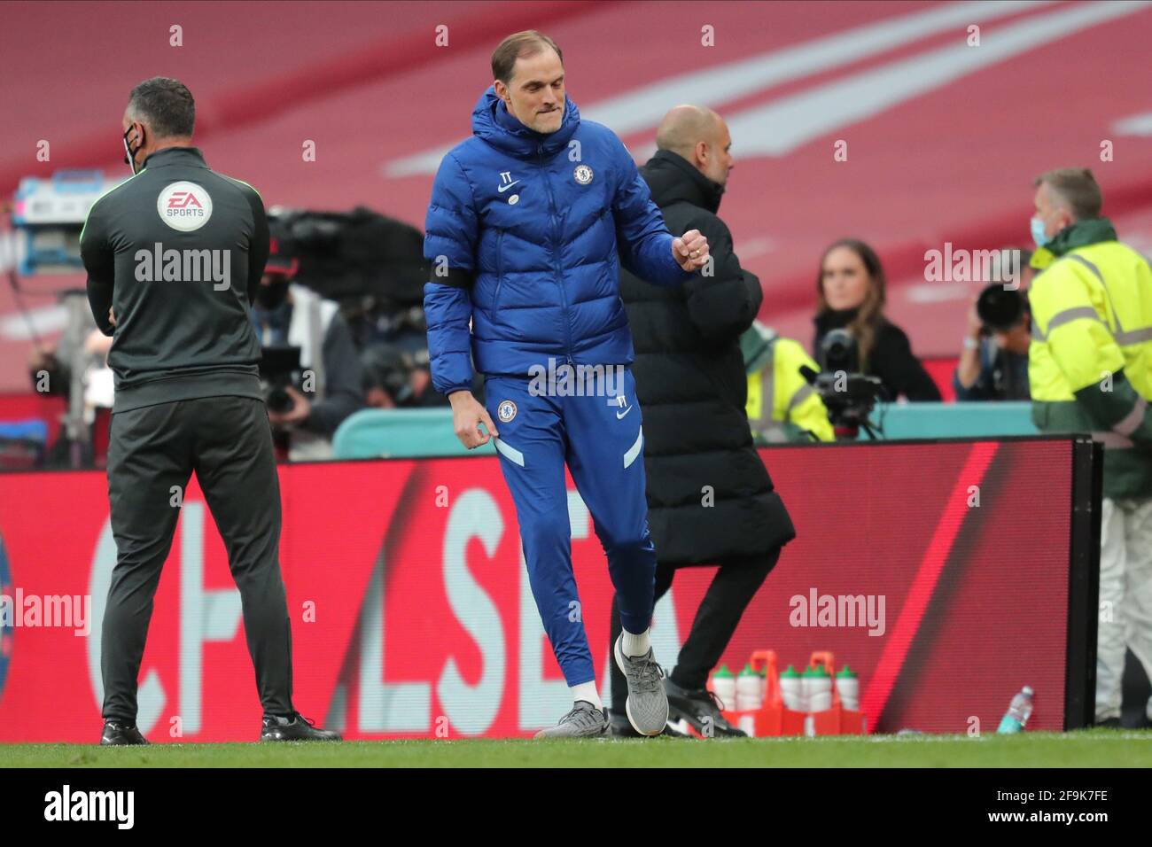 THOMAS TUCHEL CÉLÈBRE SON DERNIER COUP DE SIFFLET, CHELSEA FC V MANCHESTER CITY FC, 2021 Banque D'Images