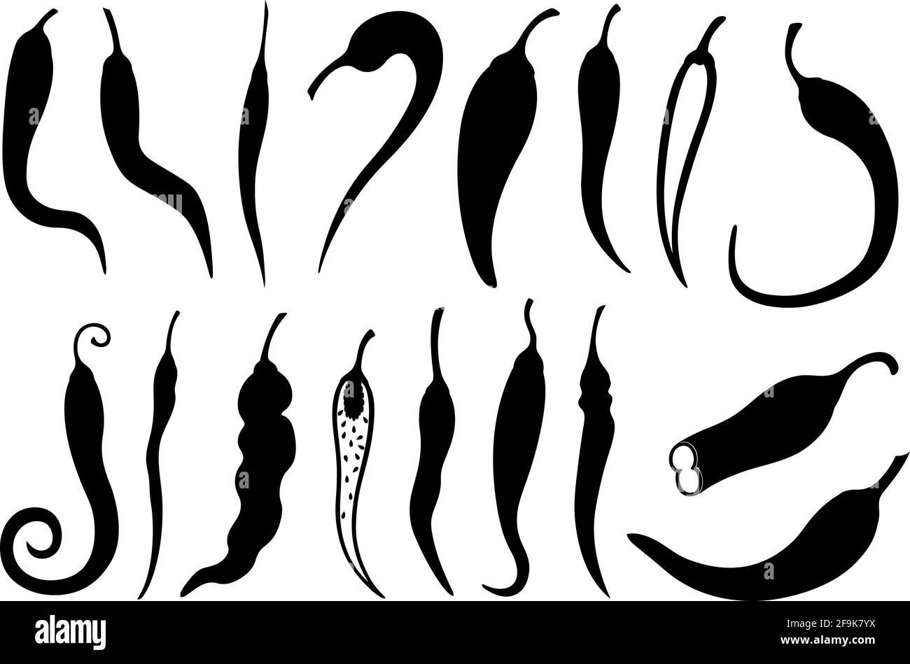 Collection de différents piments isolés sur blanc Illustration de Vecteur