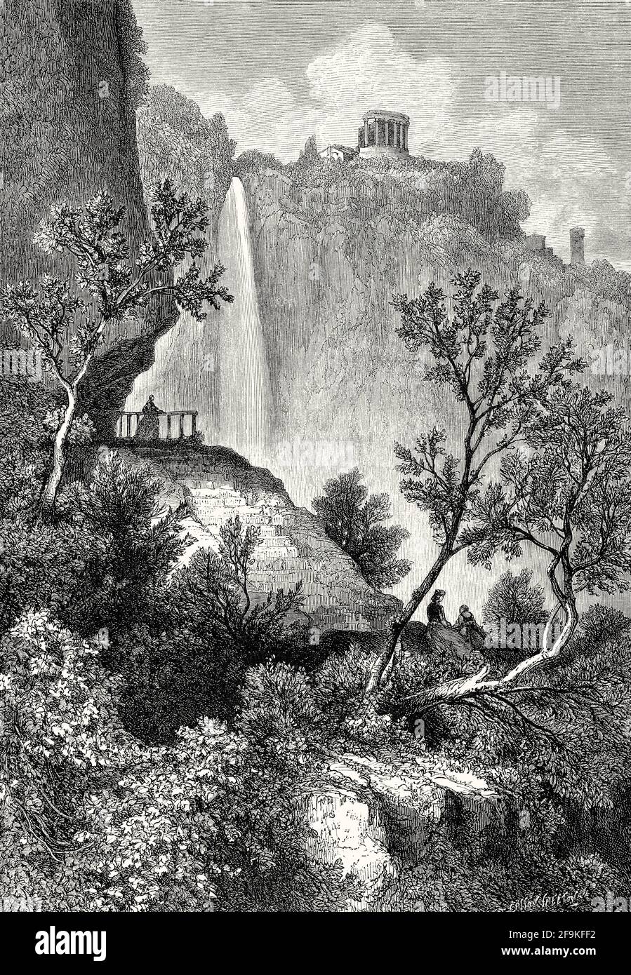 Tempio di Vesta, Tempio della Sibilla, Tivoli, Latium, Italie, 19e siècle Banque D'Images