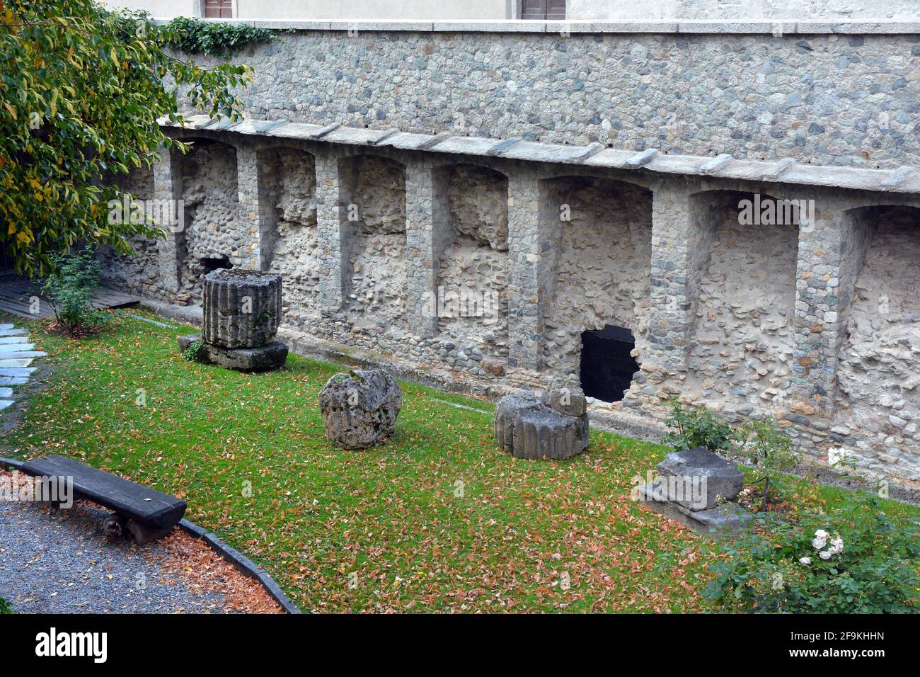 Aoste, Vallée d'Aoste, Italie - les Romains restent du monument de la criptoportique. Banque D'Images