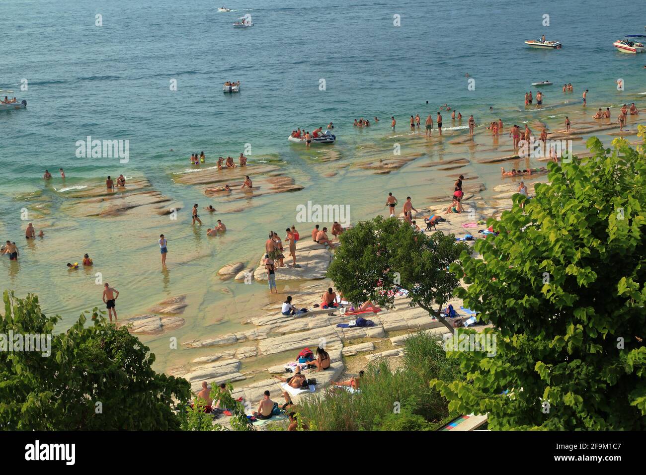Jamaica Beach Sirmione, Lac de Garde, Lago di Garda, Gardasee, Italie Banque D'Images