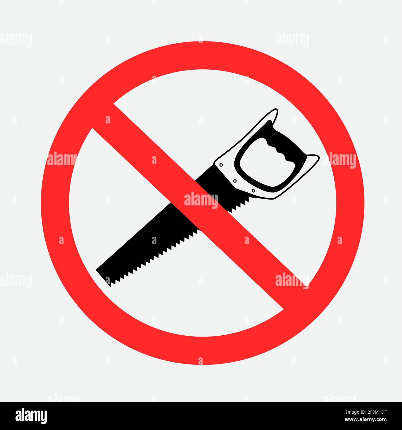 couper avec le symbole d'interdiction de la scie Image Vectorielle