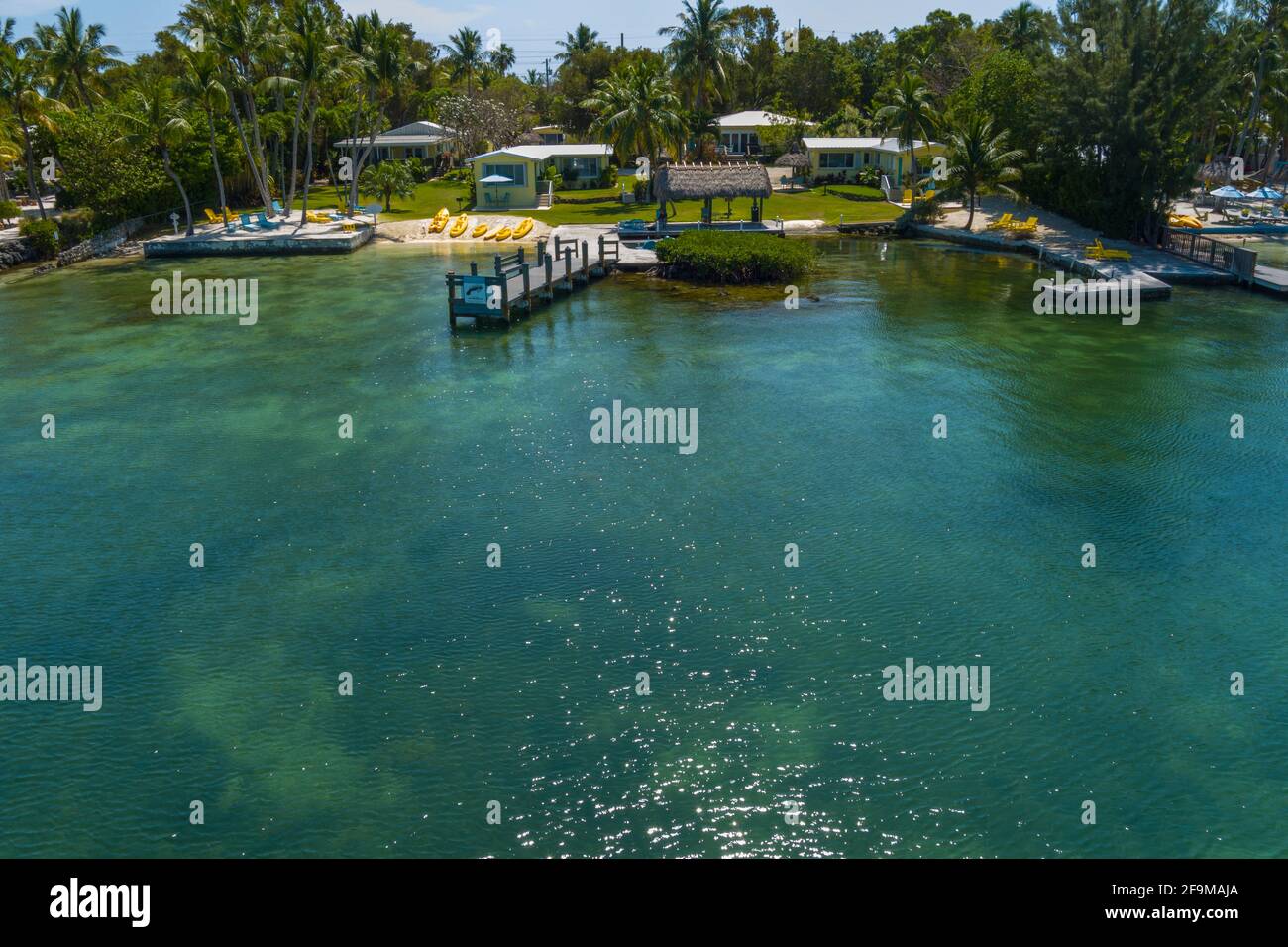 Vue aérienne du petit hôtel de Key Largo en Floride ÉTATS-UNIS Banque D'Images