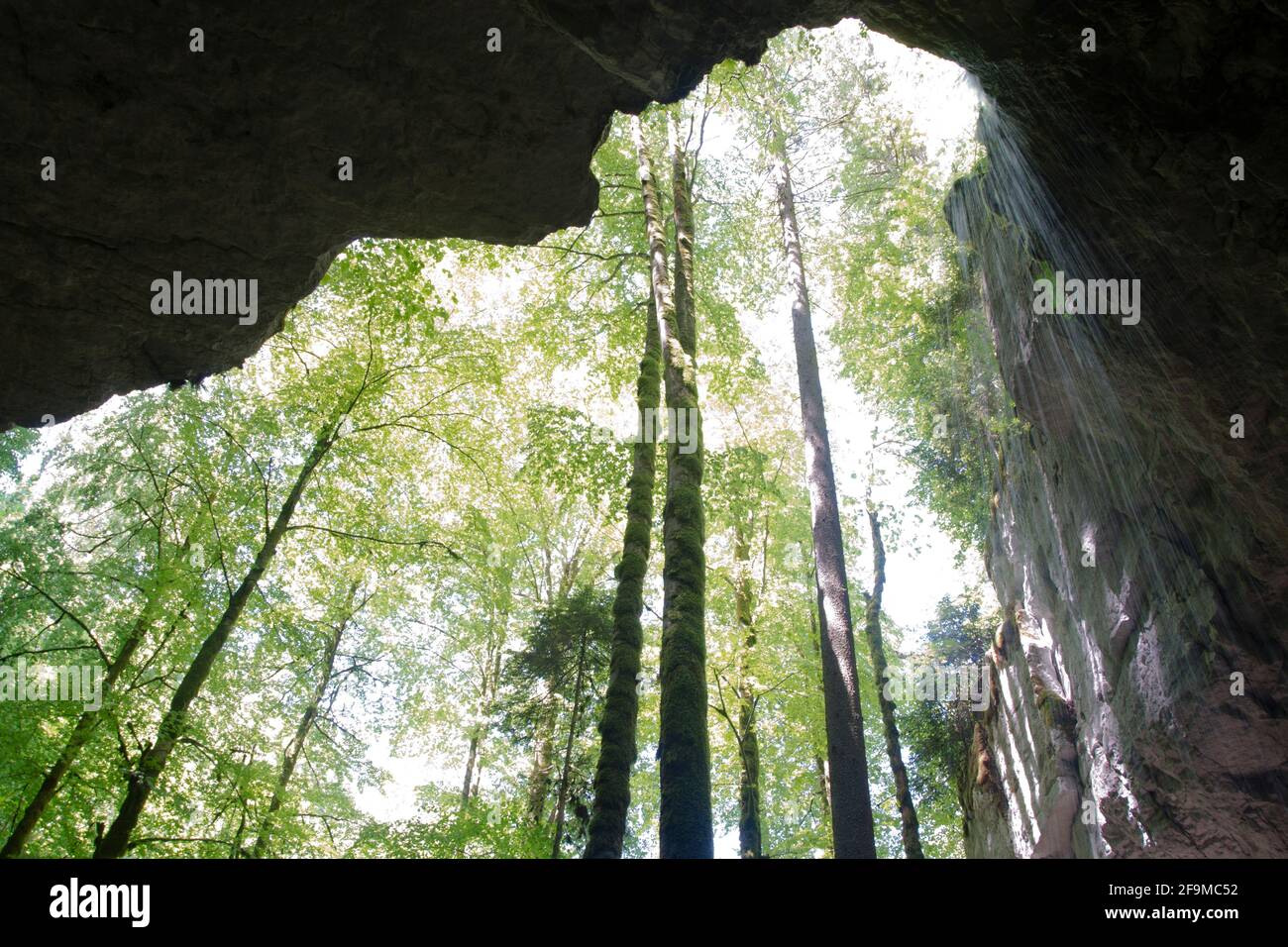 Bief de Vautenaivre: Faszinierender Talkessel mit Wasserfall im Schweizer Jura Banque D'Images