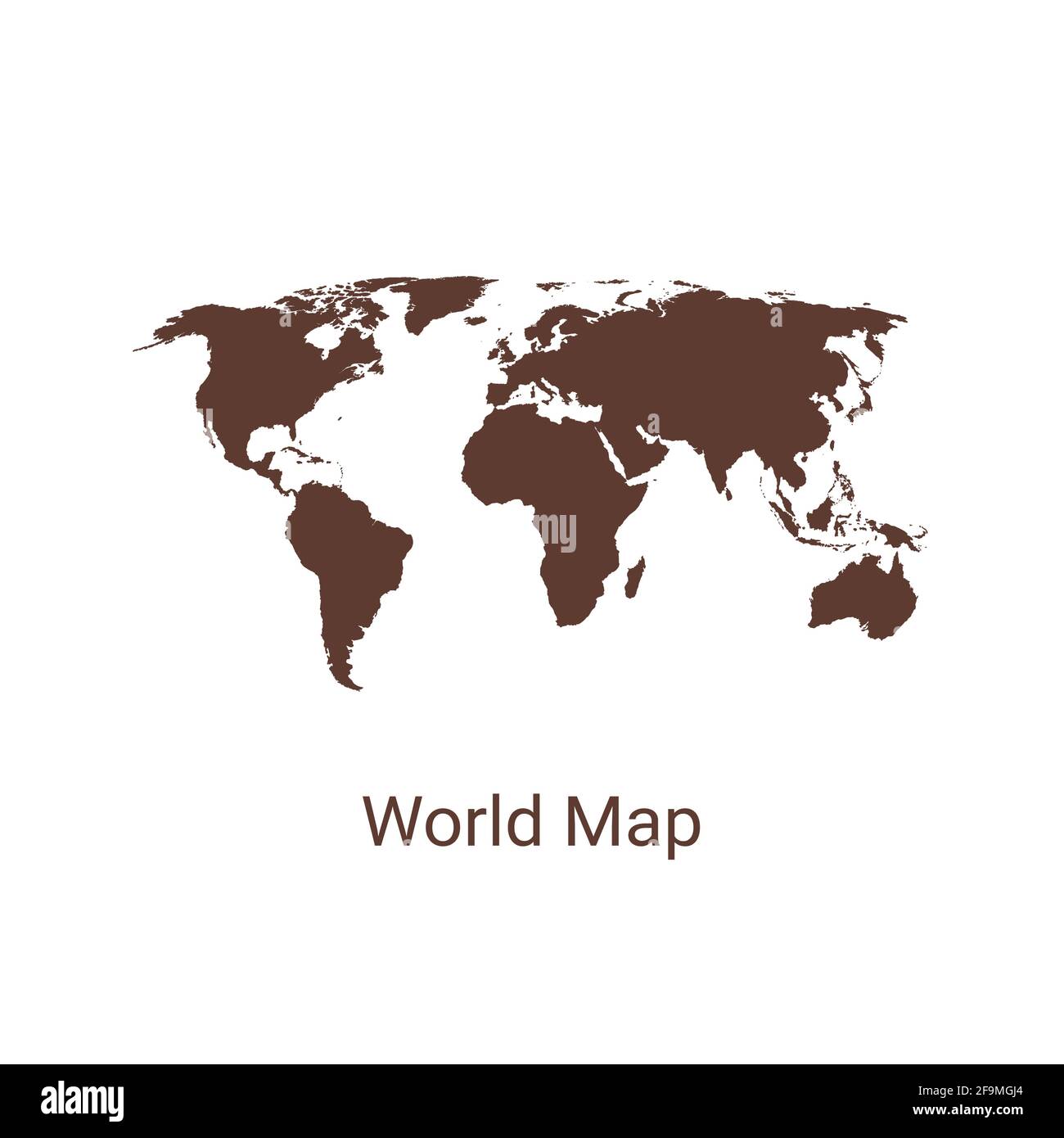 Vecteur de carte du monde, isolé sur fond blanc. Flat Earth, modèle de carte marron pour le modèle de site Web. Icône de la carte du monde du globe. Voyage dans le monde entier, carte silho Illustration de Vecteur