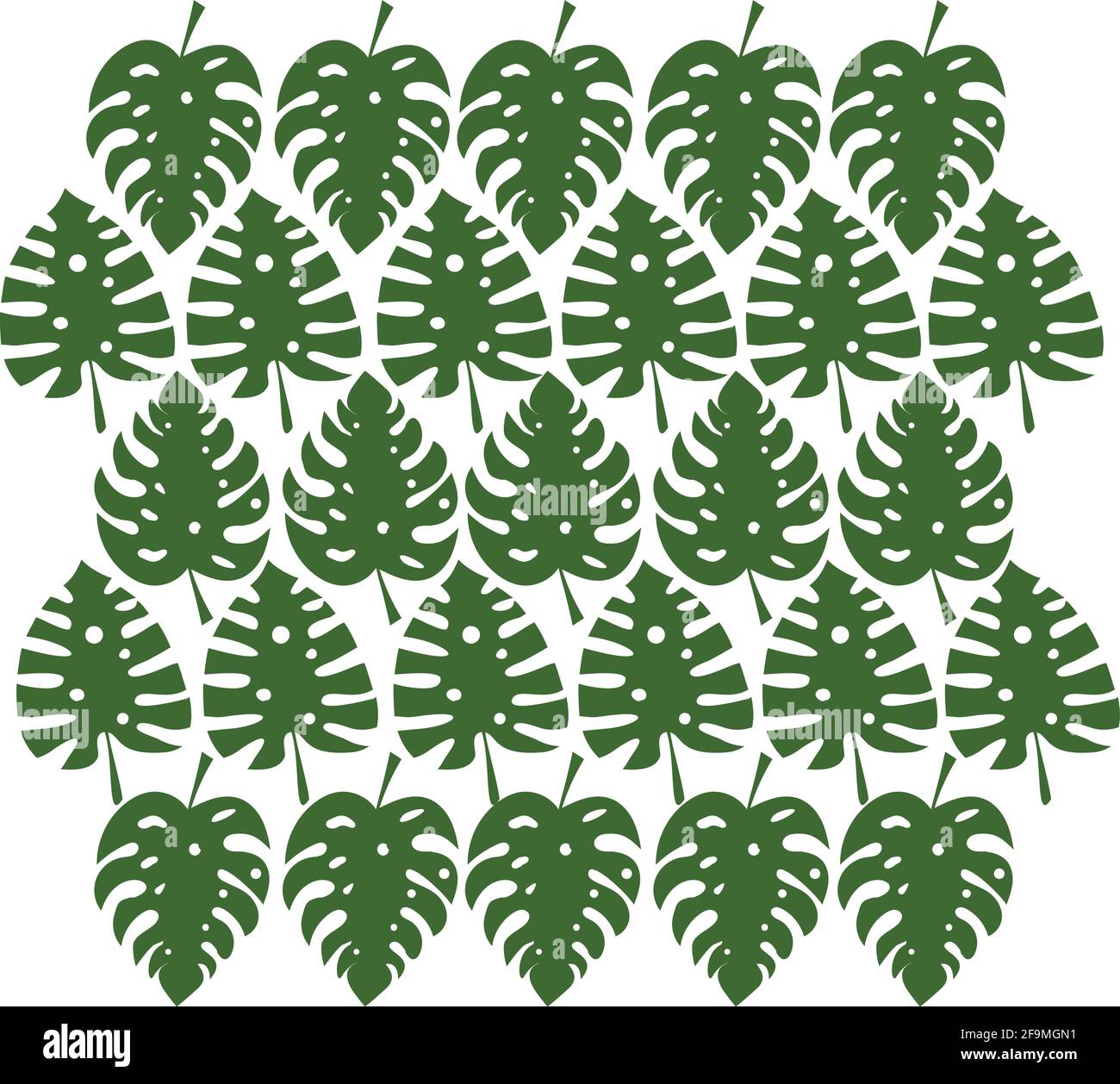 Répétition régulière de feuilles vertes tropicales. Illustration vectorielle. Arrière-plan avec ornements de feuilles vertes. Silhouette de feuilles tropicales. Mode, int Illustration de Vecteur