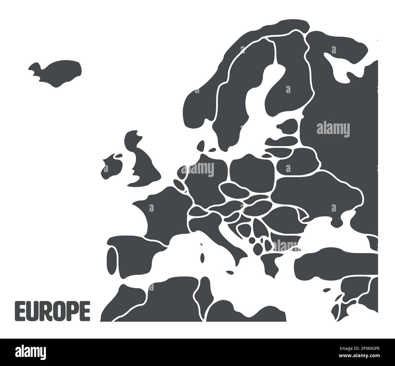 Carte fluide du continent européen Illustration de Vecteur