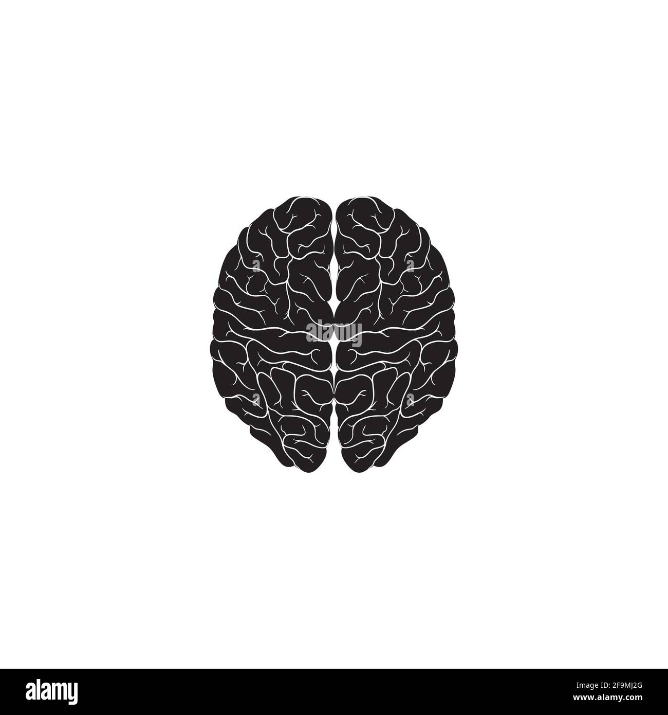 Illustration du vecteur d'icône du cerveau humain noir moderne. Simple cerveau de l'icône humaine. Vue de dessus symbole cerveau isolé sur fond blanc Illustration de Vecteur