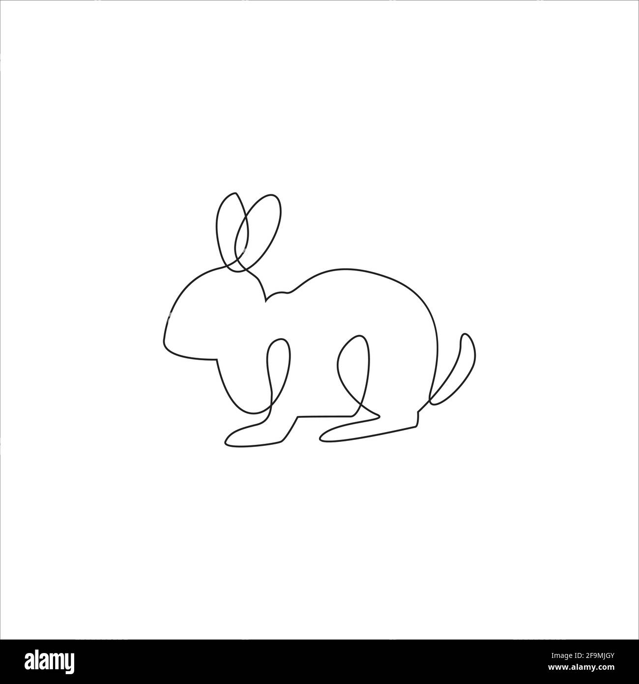 Icône de lapin minimaliste à une ligne. Tatouage de lapin dessin de ligne. Animaux de ferme dessin d'une seule ligne à la main impression d'art continu, illustration vectorielle. Chambre individuelle gratuite Illustration de Vecteur