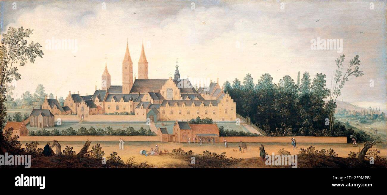 Vue sur l'abbaye d'Egmond-Binnen - Claes Jacobsz van der Heck, 1638 Banque D'Images